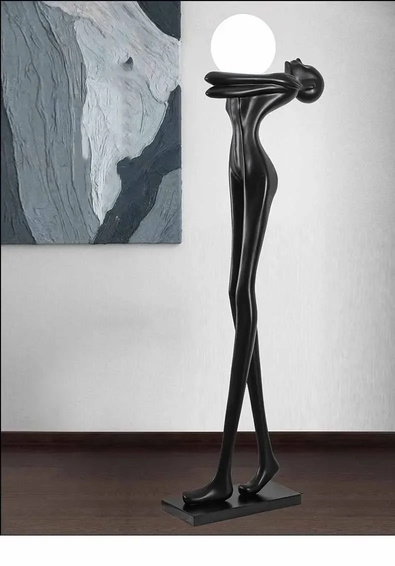 Lámpara de pie de bola de escultura de arte humanoide Lámpara de pie de vestíbulo de hotel de diseño creativo