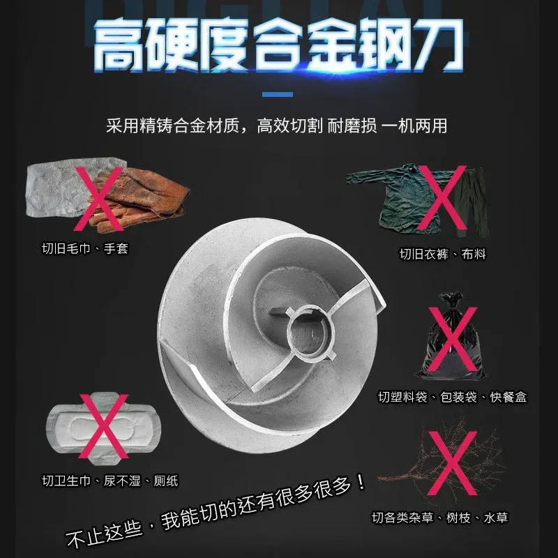 Cutting Pump Reamer Submersible Pump Farm Pumping Non-clogging Sewage  WQK Cutting Sewage