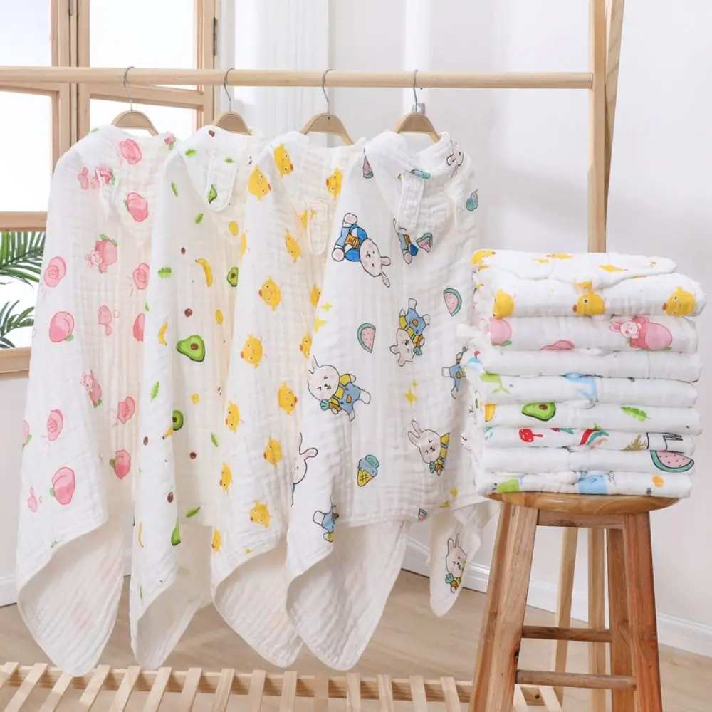 

Large Cotton Hooded Cape Towels Rabbit Cute Cartoon Blanket Wrap Soft Bear Sleepwear Bathrobe Infant