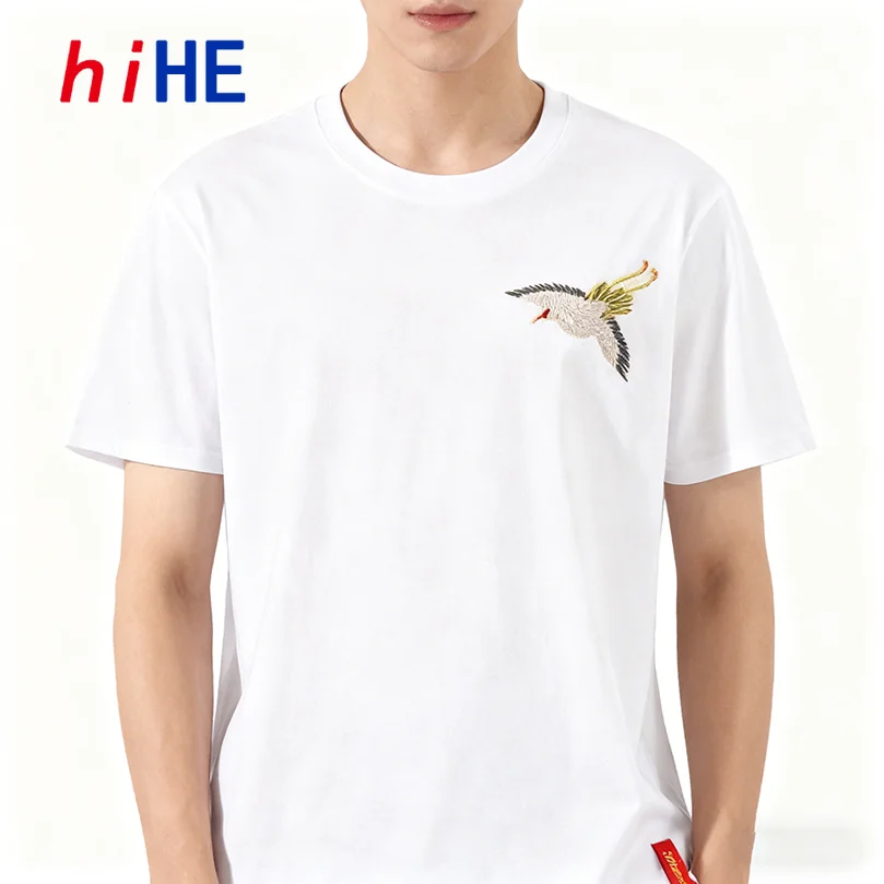 Men's Cotton Embroidered T-Shirt Summer Casual Short Sleeve Chinese Style Tops Plus SizeA1