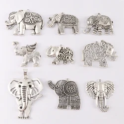 2pcs Tibetan Silver Large Animal Elephant Charms Pendants for Necklace Jewelry Making Findings