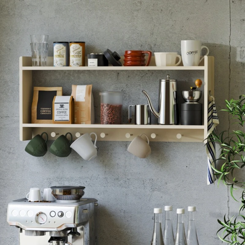 Multifunctional Wall Storage Shelf Household Floating Display Rack for Coffee Cup Hanger Entryway Wall Partition Organizer