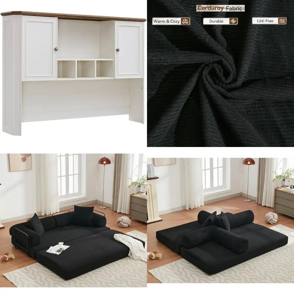 T4TREAM 59 حافظة مكتب خشبية للمزرعة مع مساحة تخزين كبيرة، تناسب فقط مكتب المزرعة من سلسلة VSC (أبيض عتيق) #1