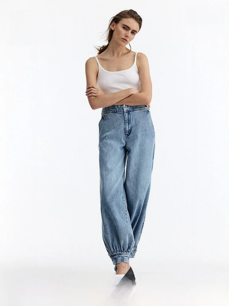 

Spring New Women's Silkworm aped Jeans High Waist Cotton Stand Fit No Stretch H&M 3325 Ladies Premium Denim