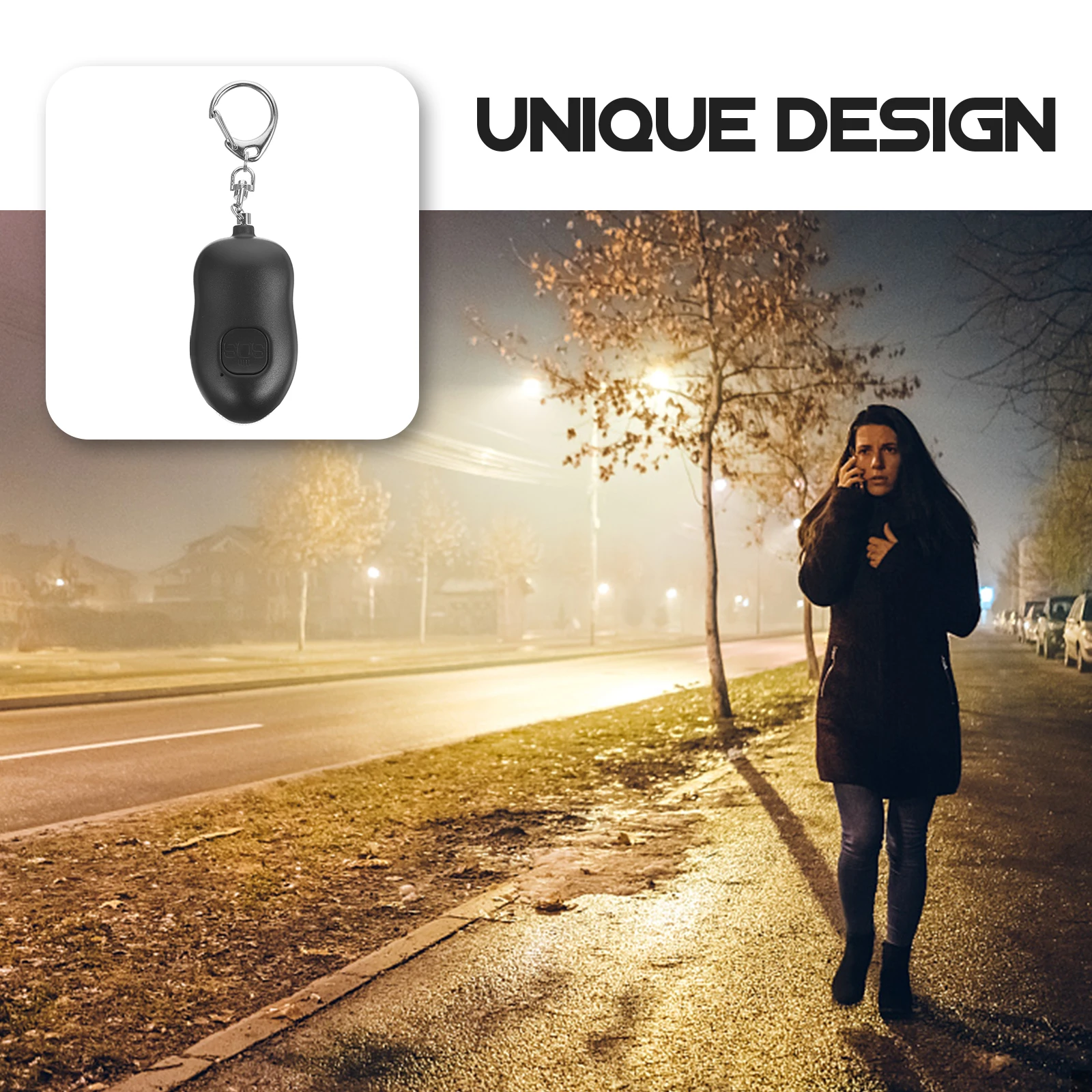 

Personal Alarm 130dB Black Mini LED Flashlight Safety Device Women Elderly Joggers Keychain Emergency Security Tool