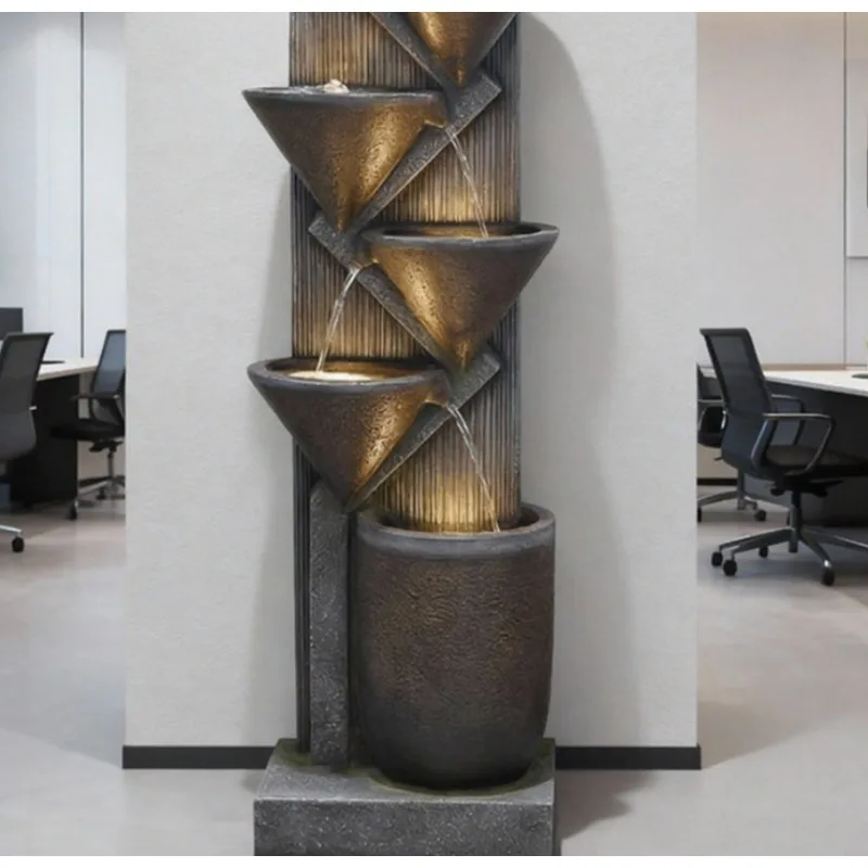 European light luxury flowing water circulation fountain, entrance lucky floor ornament, living room water feature deco