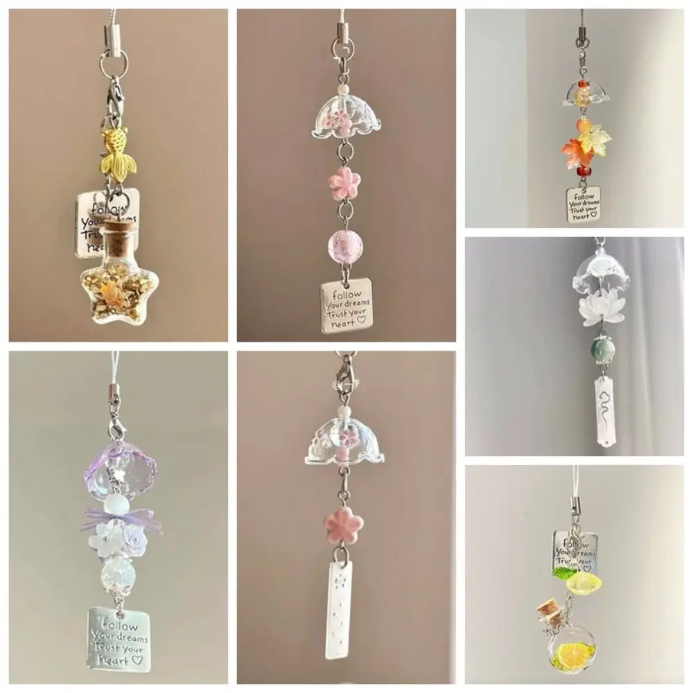 Star Wishing Bottle Wind Chime Pendant Bag Decorative Phone Straps Transparent Keychain Couple Gifts Anti-Loss