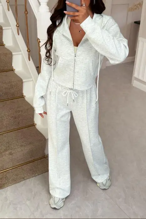 2025 Otoño/Invierno nueva moda mujer ocio Resort camisa deportiva con capucha y pantalones casuales conjunto ropa de mujer