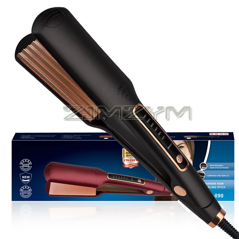 2in1 Hair Curler ผม Straightener สูงอุณหภูมิเตารีดแบนแผ่นกว้าง Plasma ไฟฟ้า Straightener 6 ระดับความร้อนอย่างรวดเร็ว