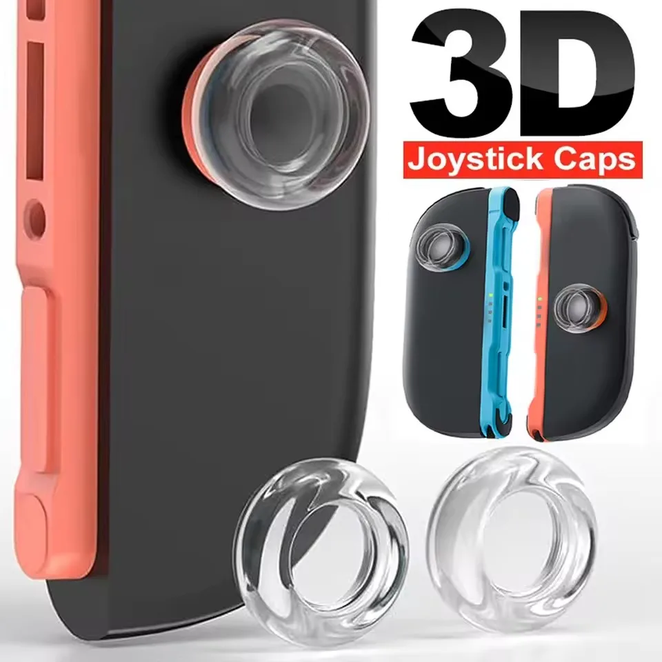 2PCS 3D Curved Joystick Caps Soft Silicone Thumbstick Grip Cover for Switch 2 Controller Gamepad Non-Slip Joystick Protectors