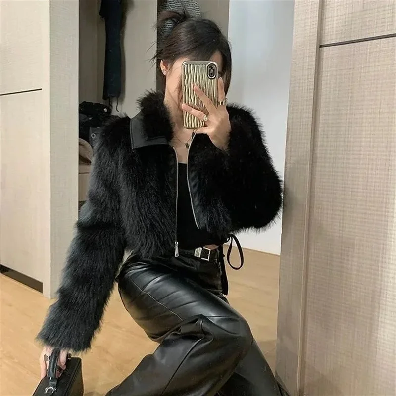 Pelzmantel Damen Pelzmantel Neuer Trend Damen Herbst und Winter neue Mode Kunstpelz Luxus Revers Mao Mao Bluse Damenmantel