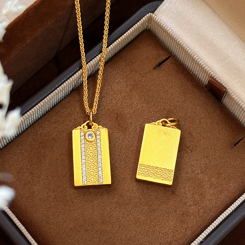 Luxury 24K 9999 Pure Gold real gold Men's and Women's Point Drill Safe Pendant