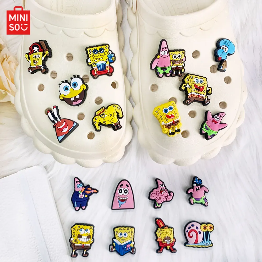 MINISO SpongeBob SquarePants 20 stks Cartoon Schoen Charmes DIY Schoen Decoratie PVC Klomp Tuin Sandaal Kids Geschenken Schoenen Accessoires