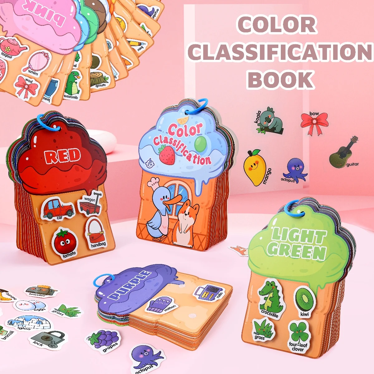 لون شكل كلمة استكشاف كتاب مشغول الأطفال للطي كتاب رقمي متعة الاطفال التنوير التعرف على الألوان الحسية اللعب #2