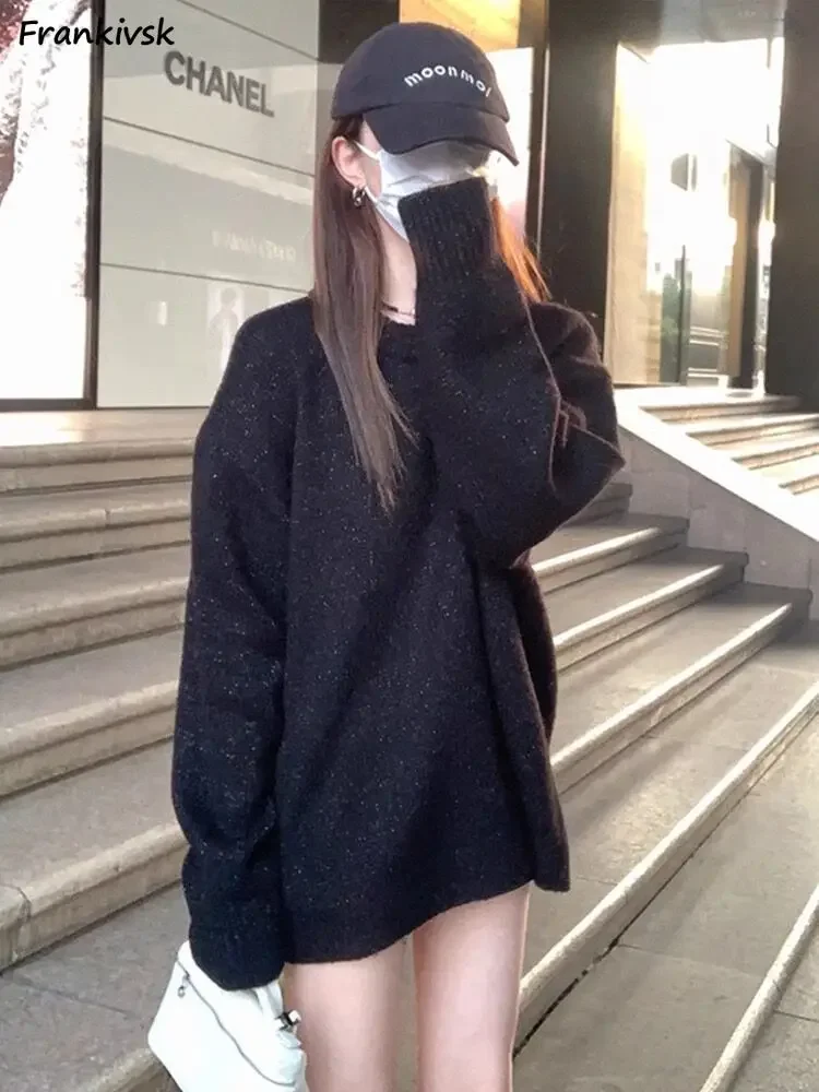 

Autumn Sweaters Women Baggy Korean Style Hotsweet All-match Slouchy Long Sleeve High Street Aesthetic Popular Knitting Fashion