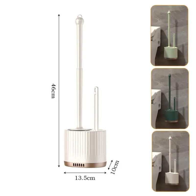 With Bracket Home Bathroom Accessories Sets 2026 New 4 In1 Toilet Brush Silicone Wall Mounted Multi-functional Cleaning Tools