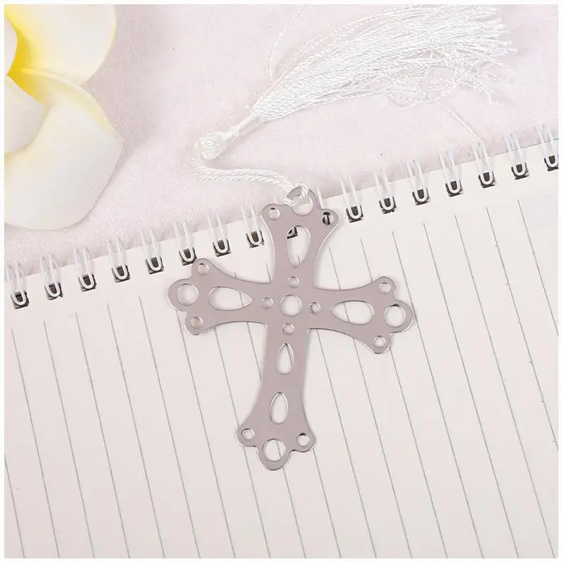 100pcs Stainless Steel Cross Bookmark For Wedding Baby Shower Party Bookmarks Favor Gift ni114