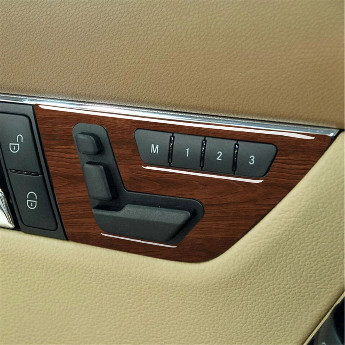 Trending Car Inner Door Seat Adjustment Switch Cover Trim Wood Grain for - C Class W204 2007-2013