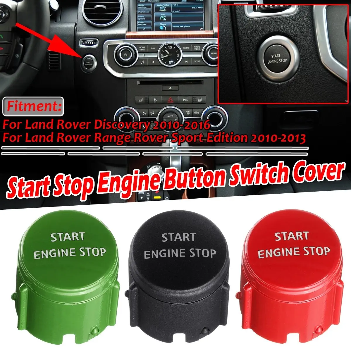 

Переключатель запуска и остановки двигателя Φ для Land Rover Range Rover Sport Edition 2010-2013 Discovery 4 2010-16 Black