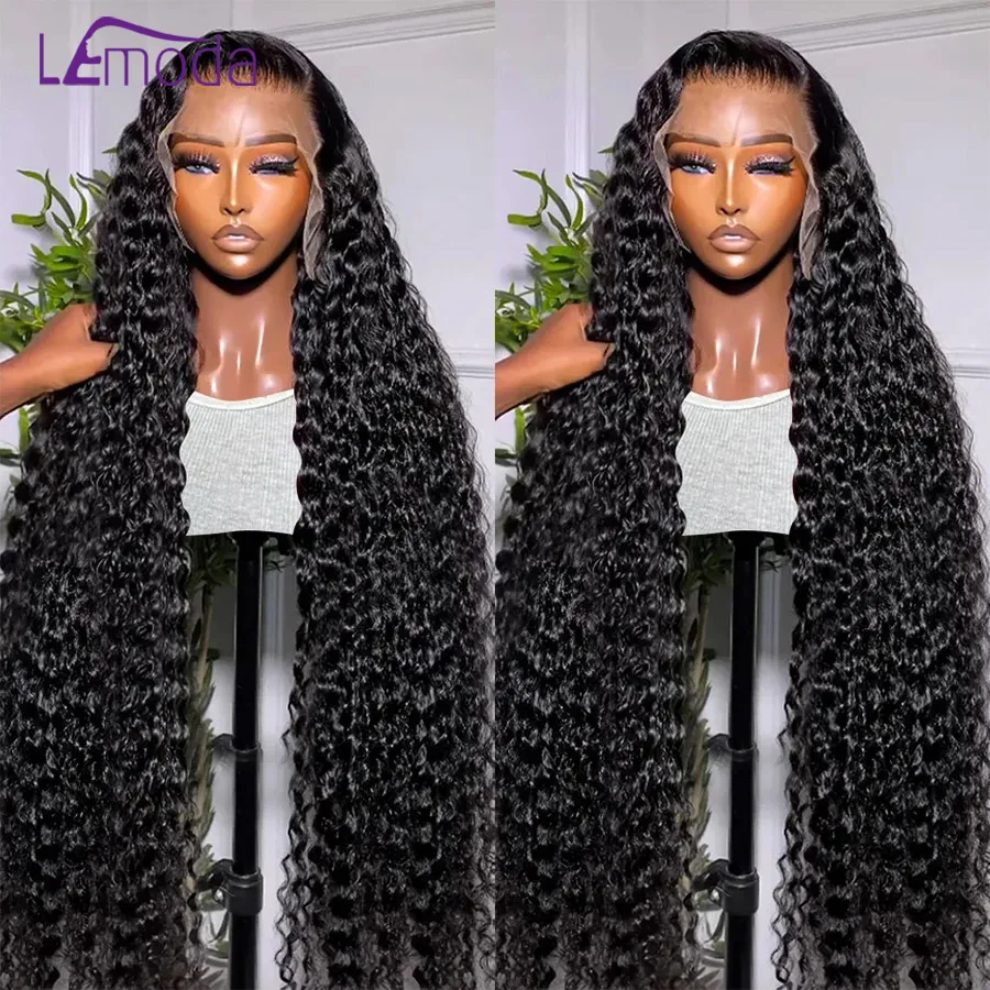 Deep Wave Frontal Wig 13x6 HD Lace Human Hair 250 Density Human Hair Wigs 100% 13x4 HD Transparent Lace Full Frontal Lemoda 12A