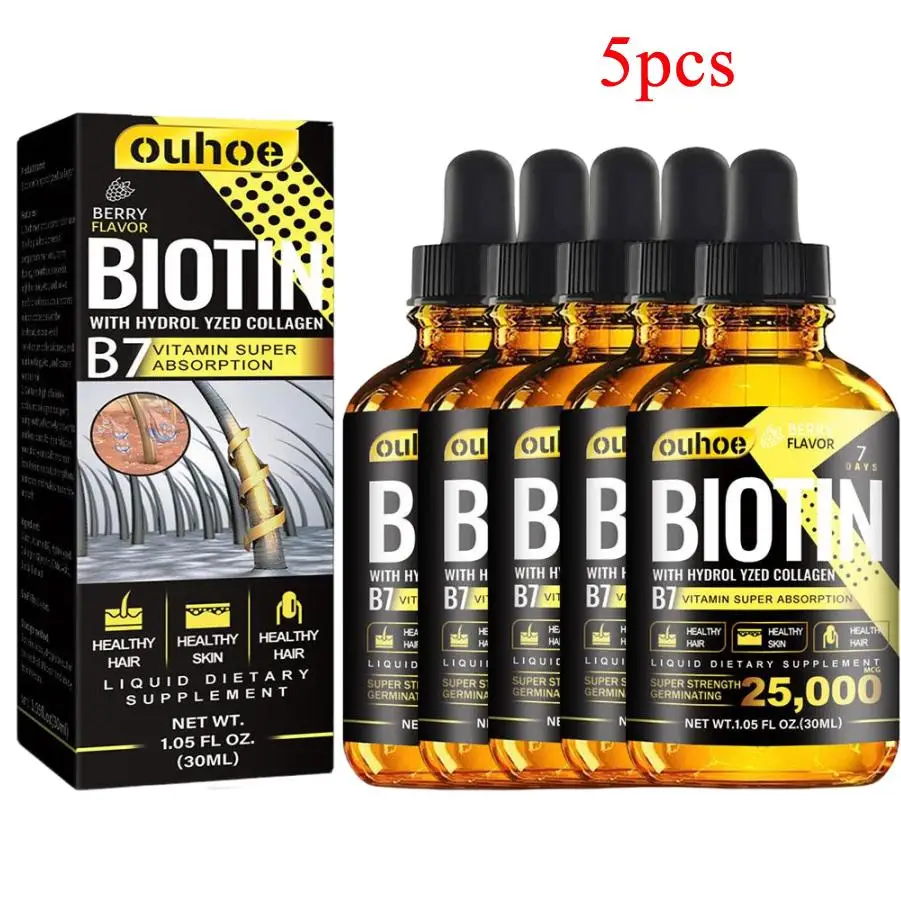 Financial-Gouttes liquides de biotine, huile essentielle, collagène B7, huile de vitamine, réparation des racines des cheveux endommagés