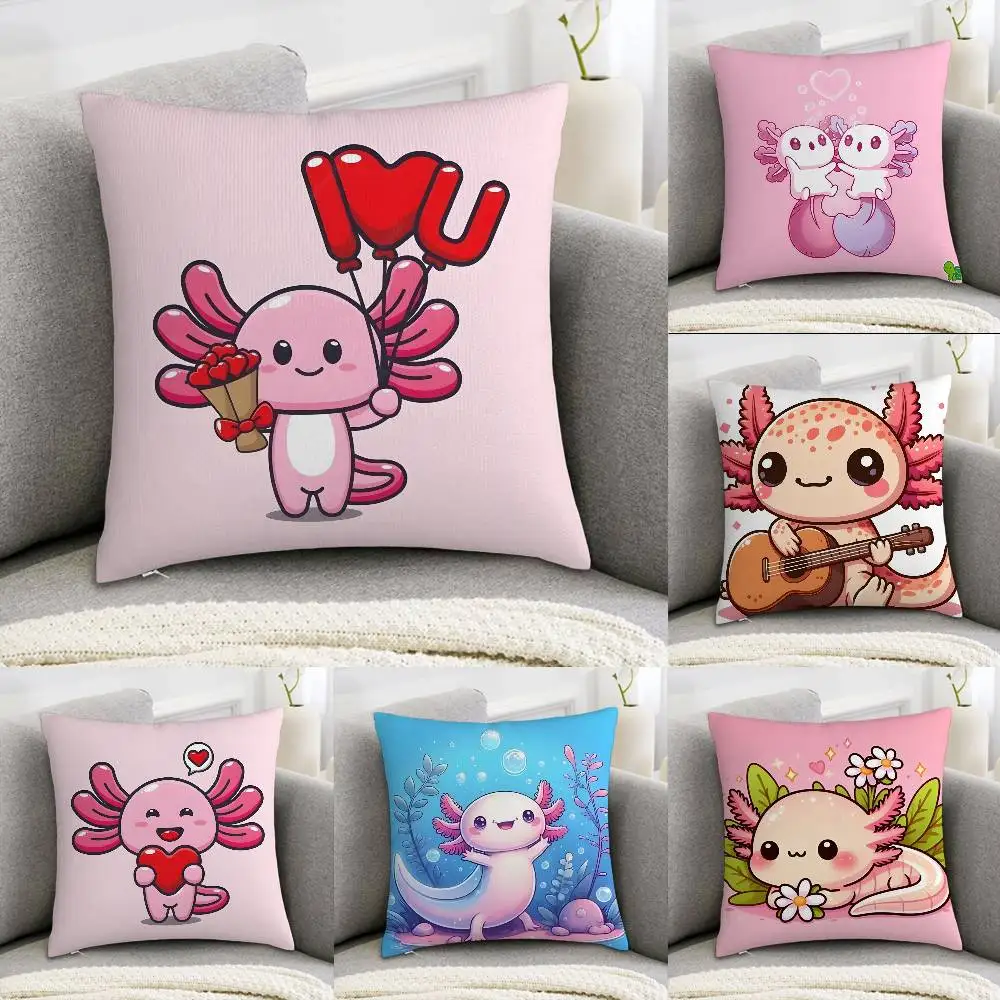 

Ambystoma mexicanum Pillow Case Sofa Decorative Home Double-sided Print Plush Square Throw Pillow Covers Cushion Decor Cover