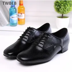 Men Standard Dance Shoe Ballroom Shoe Professional Genuine Leather Latin Dance Shoes Practice Competition