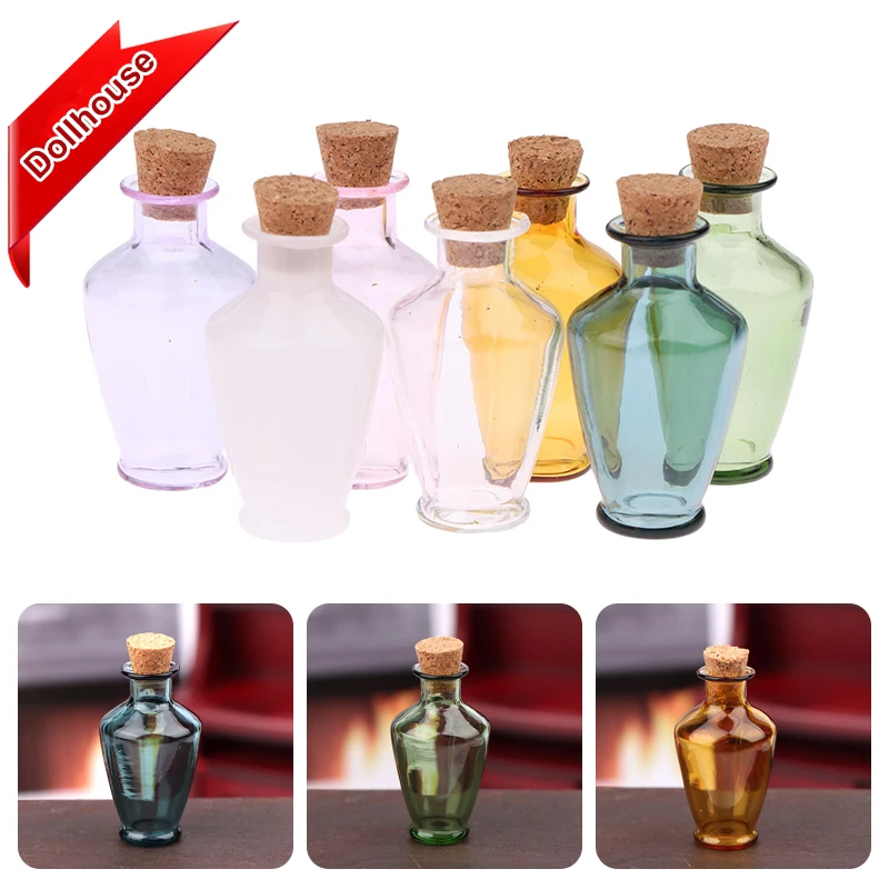 1:12 Puppenhaus Miniatur Glas Vase Blumen Vorratsdose Weinflasche Wunschflasche mit Gekken Home Decor Spielzeug Puppenhaus Zubehör