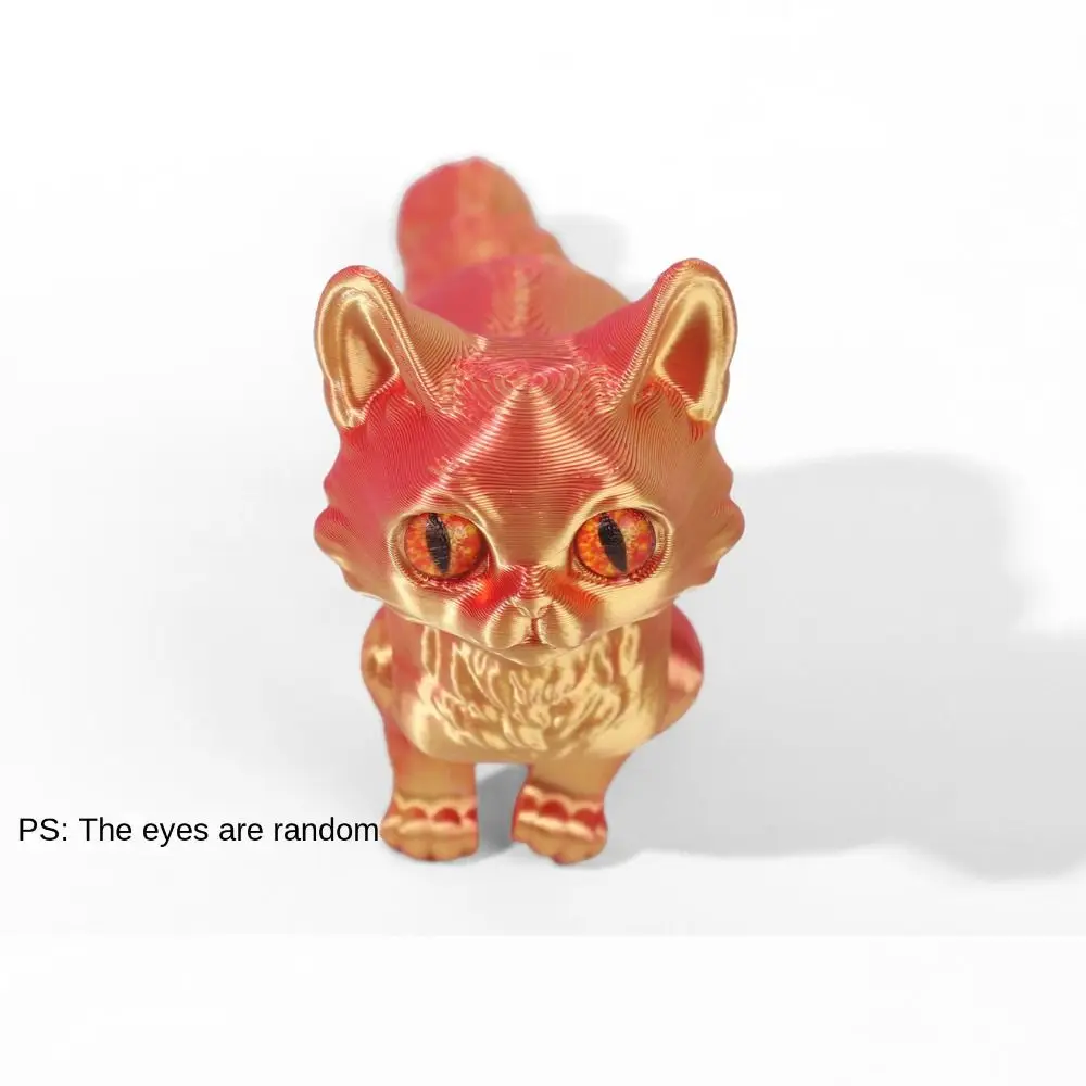 Modèle de chat imprimé en 3D, grands yeux, matière plastique, Sculpture créative, poupée de chats articulée, Style mignon, technologie d'impression 3D