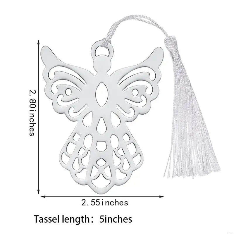W89C Set 10pcs Angel Metal Delicicado Tassel Página Marcador Navidad Decoraciones Año Nuevo