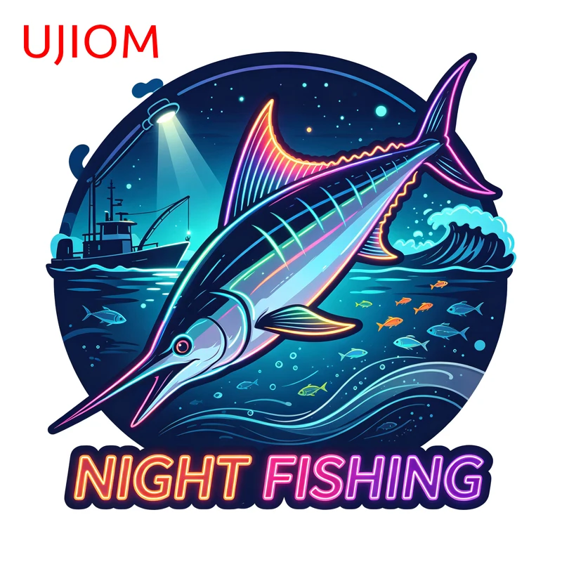 UJIOM For Striped Marlin Wall Stickers Trendy Graphics Waterproof Chambre Decal Sunscreen Retro Wall Paper For Home Decoration