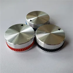 2pcs Aluminum Alloy Knob Black Lattice Potentiometer Rubber RingTriangle 40*18mm Slotted Encoder Amplifier Volume Switch Button