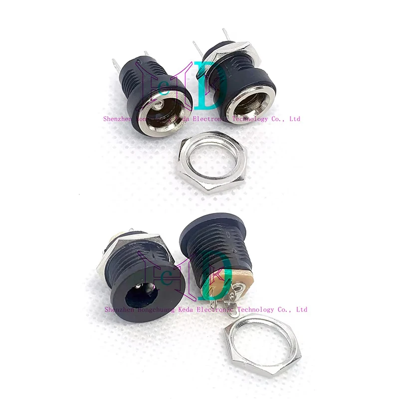 5Pcs DC Power Supply Jack Socket 5.5mm 2.1mm 2.5mm 3.5mm 1.35mm Plug Adapter 2 Terminal Types GOLD PLATED Female Panel Mount