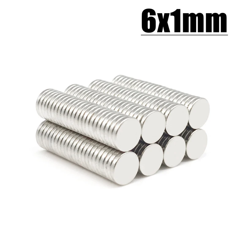 50/100/200/1000Pcs 6mm X 1mm Strong Cylinder Rare Earth Magnet 6X1 Neodymium Bulk Sheet N35 Mini Small Round Magnets Disc 6*1mm