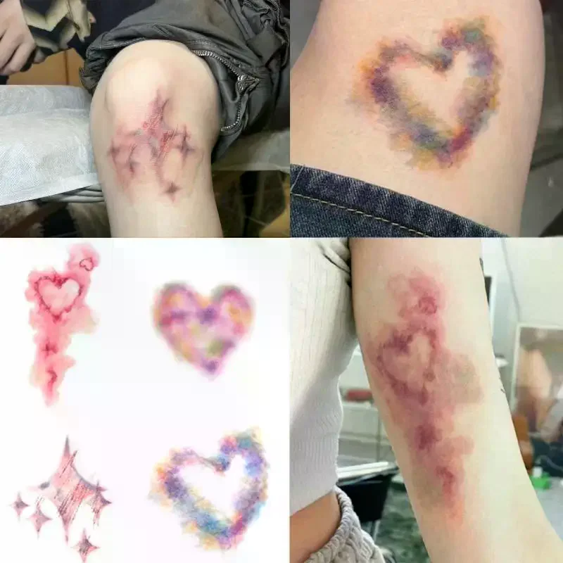 4 Sheets Halloween Wound Bruising Temporary Tattoos Cosplay Waterproof Arm Ankle Scar Tattoo Stickers Lasting Fake Tattoo