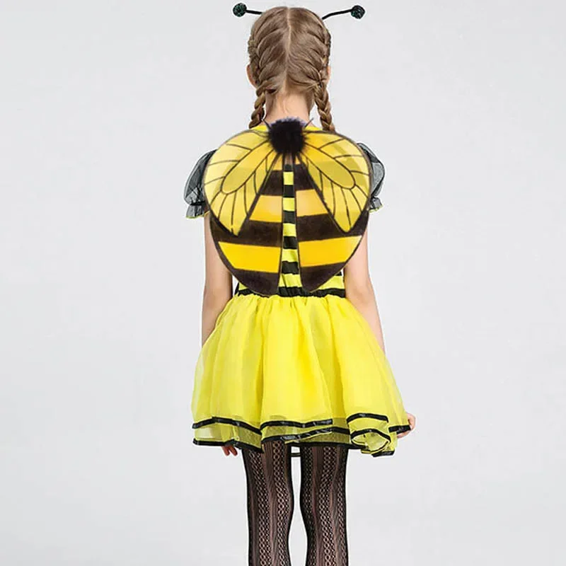 

Новая юбка с желтыми крыльями пчелы, платье, повязка на голову, комплект для детей, костюм для косплея на Хэллоуин для девочек, реквизит для вечеринки, рождественские принадлежности