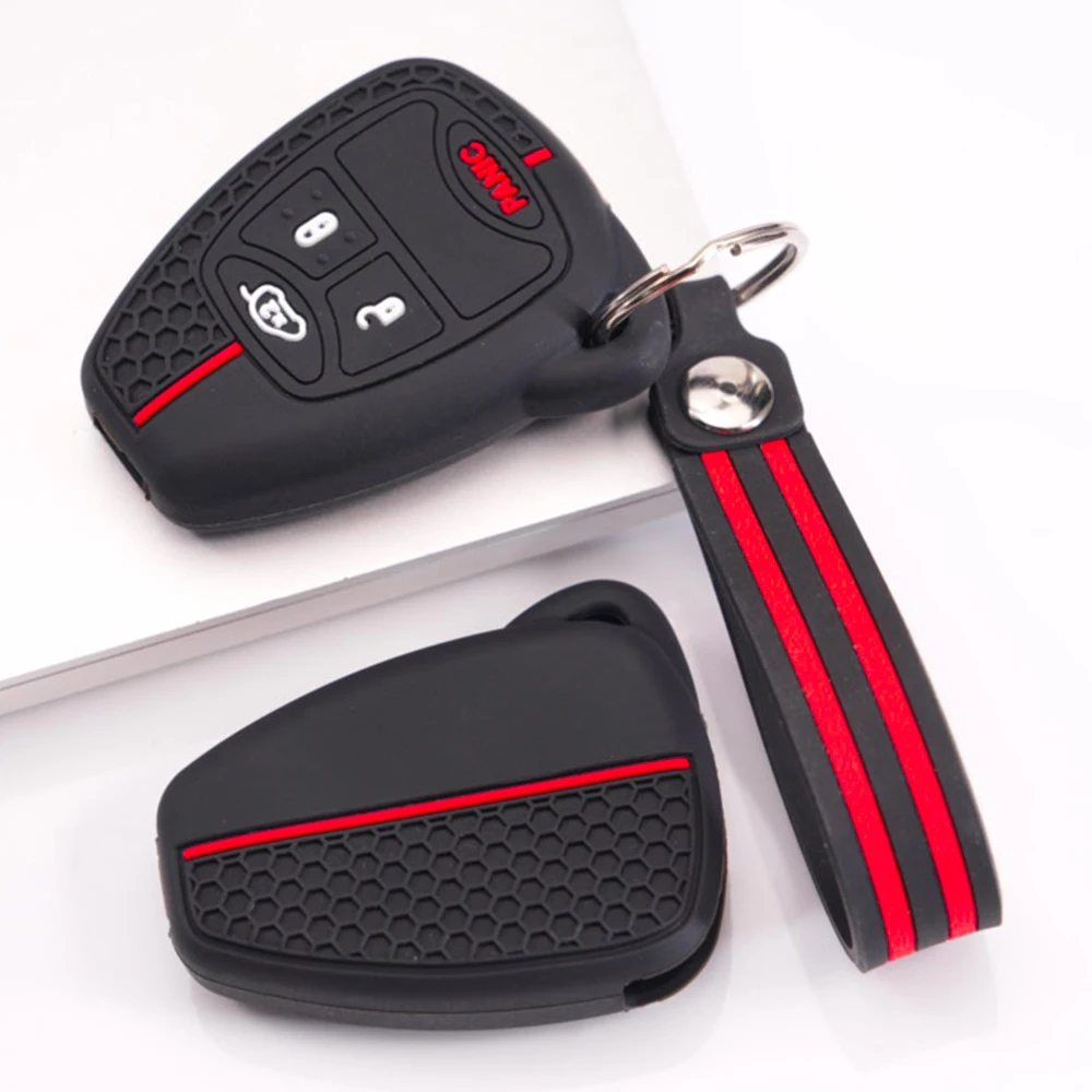 Protective Key Cover With Wrist Strap For Chrysler Pacifica Aspen 300C For Dodge Caravan Journey Nitro For Jeep Wrangler JK