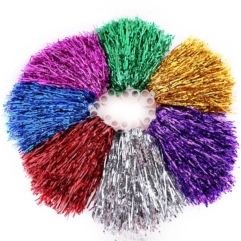 Pompons de pom-pom girl pour enfants et adultes, streamer métallique qui ne se décolore pas, fleurs à la main de pom-pom girl, sports d\'équipe,