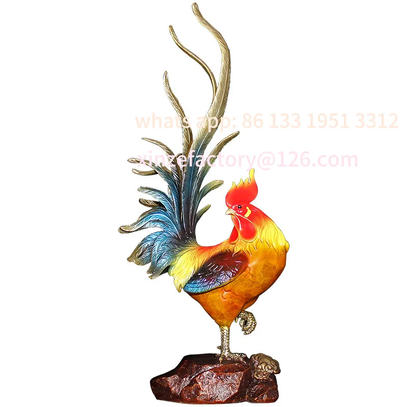 

All-copper golden chicken Annunciation yellow rooster ornament copper color home decoration crafts 0711