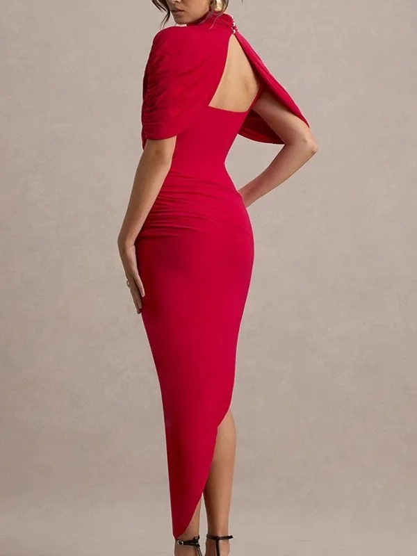 Falda plisada adelgazante de cintura alta con bisagras para mujer, informal, Sle Svel, redonda, Ne Summer Dr, de una sola pieza