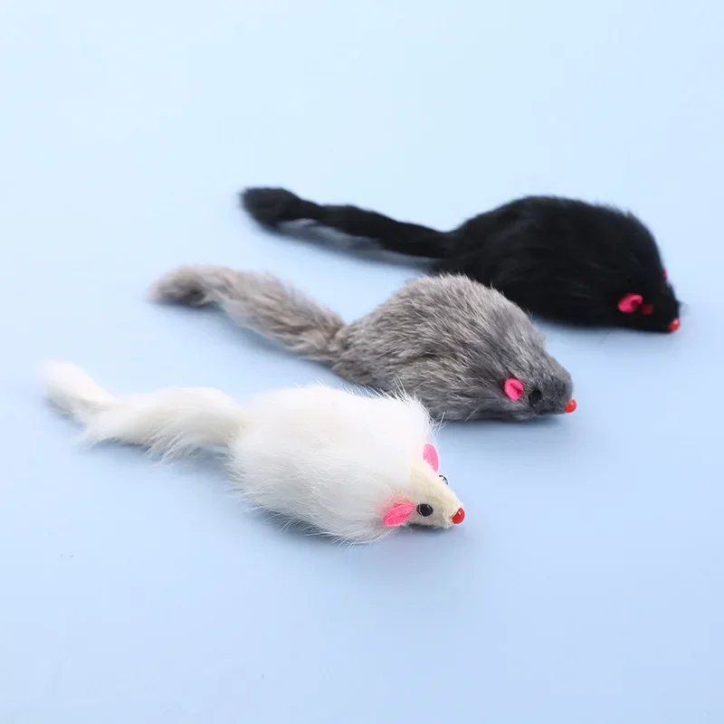 1pc Cat Mice Toys False Mouse Cat Toy Long Tail Mice Soft Real Rabbit Fur Toy for Cats Plush Rat Playing Chew Toy Pet Supplies