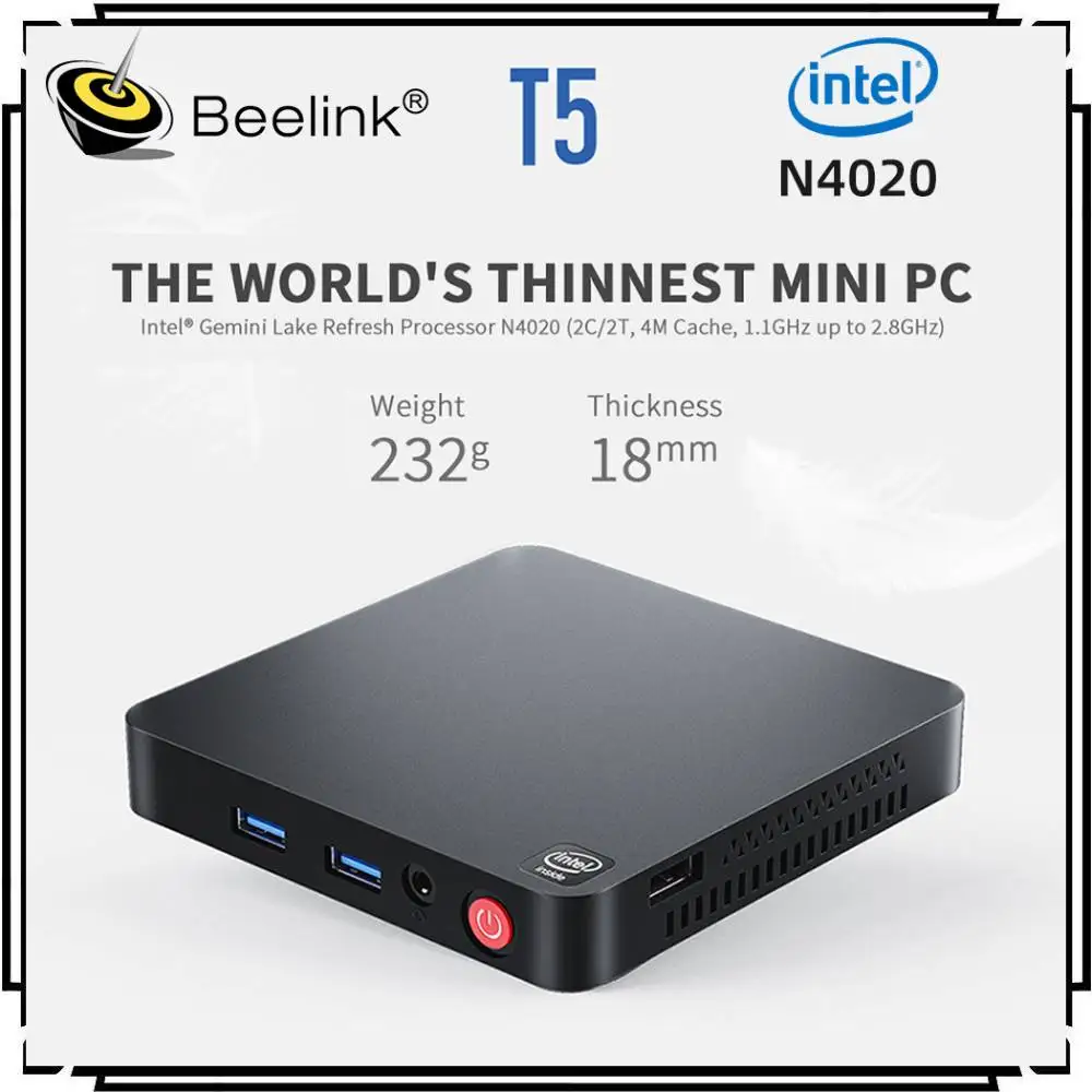 Beelink T4 Windows 10 Pro Mini PC Intel Apollo Lake Processor N3350 Mini PC HTPC With 4GB RAM 64GB ROM, USB 3.0, 2*HD-MI AC WIFI