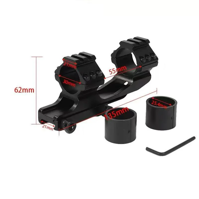 スコープマウント カンチレバーマウント 30mm &1インチ トップピカティニー20mmレール、ベース20mm、デュアルリング、狩猟用、トイガンアクセサリー