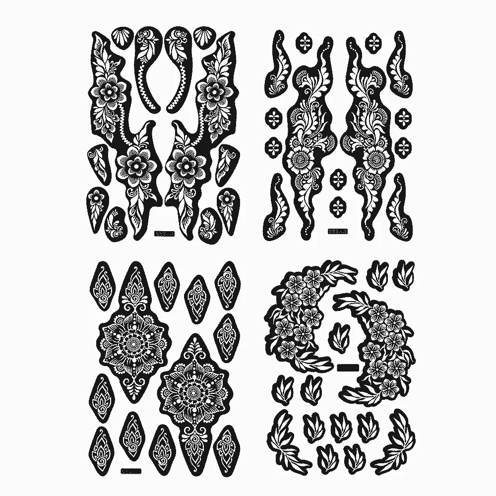 Reusable Henna Tattoo Stencil for Hand Arm Sleeve Mehndi Flower Designs Tattoo Painting Template DIY Temporary Tattoo Supplies