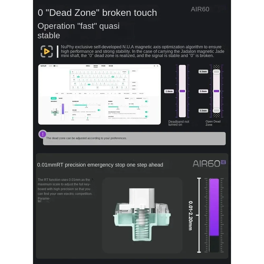 Imagem -03 - Teclado Mecânico do Jogo Anão Monomodo Jade Magnético Mini Eixo para Fps Esports Tipo-c 61 Chaves Nuphy-air60he