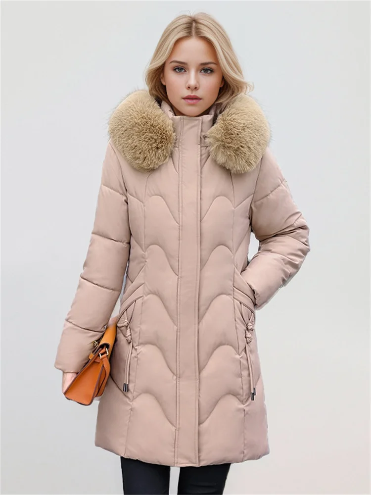 Women\'s Mid-Length Puffer Jacket New For Winter Sleek And Elegant Chinese Style Embroidery Thickened Warm Down Jacket