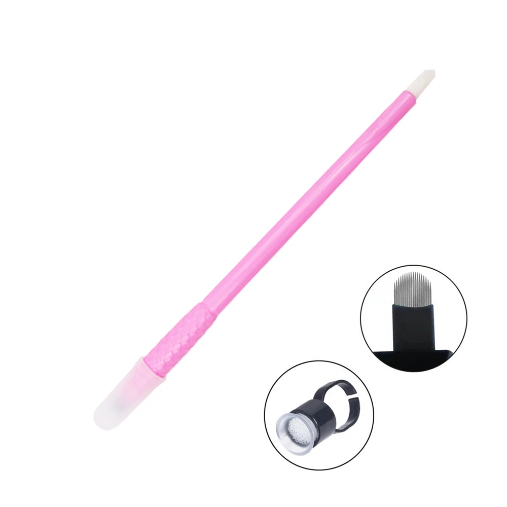 5/10/50Pcs Disposable Microblading Manual Tattoo Pen Permanent Makeup Pen With Ring Ink Cup