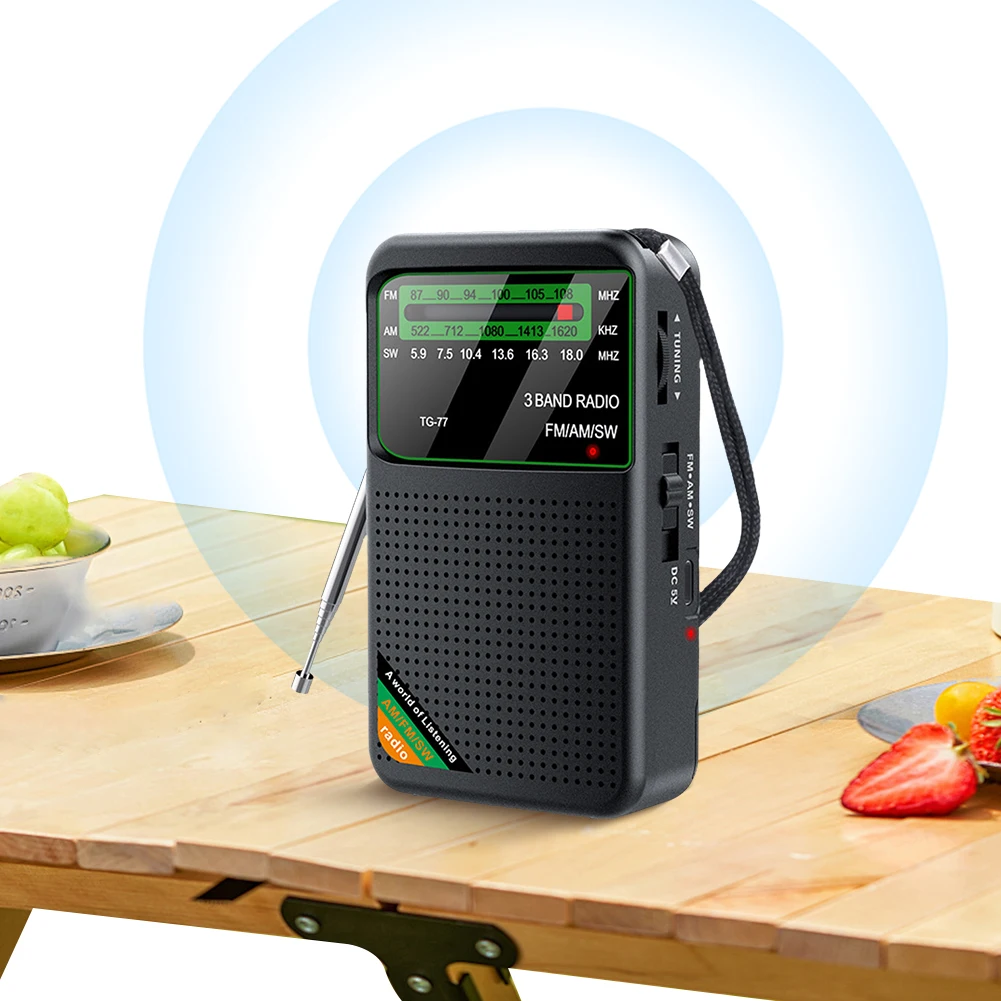 FM AM SW Radio with Headphone Jack Portable Radio Rechargeable Radio for Outdoor Camping Seniors Elderly Walking