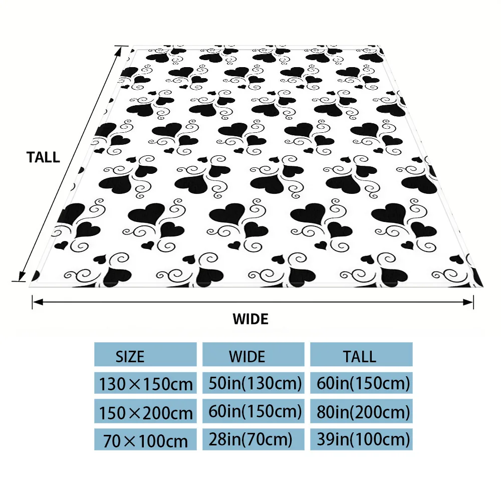 Swirl Hearts Flannel Blanket, Ultra-Fine Fiber, All Season Luxurious Fluffy Blanket Suitable For Beds Or Sofas
