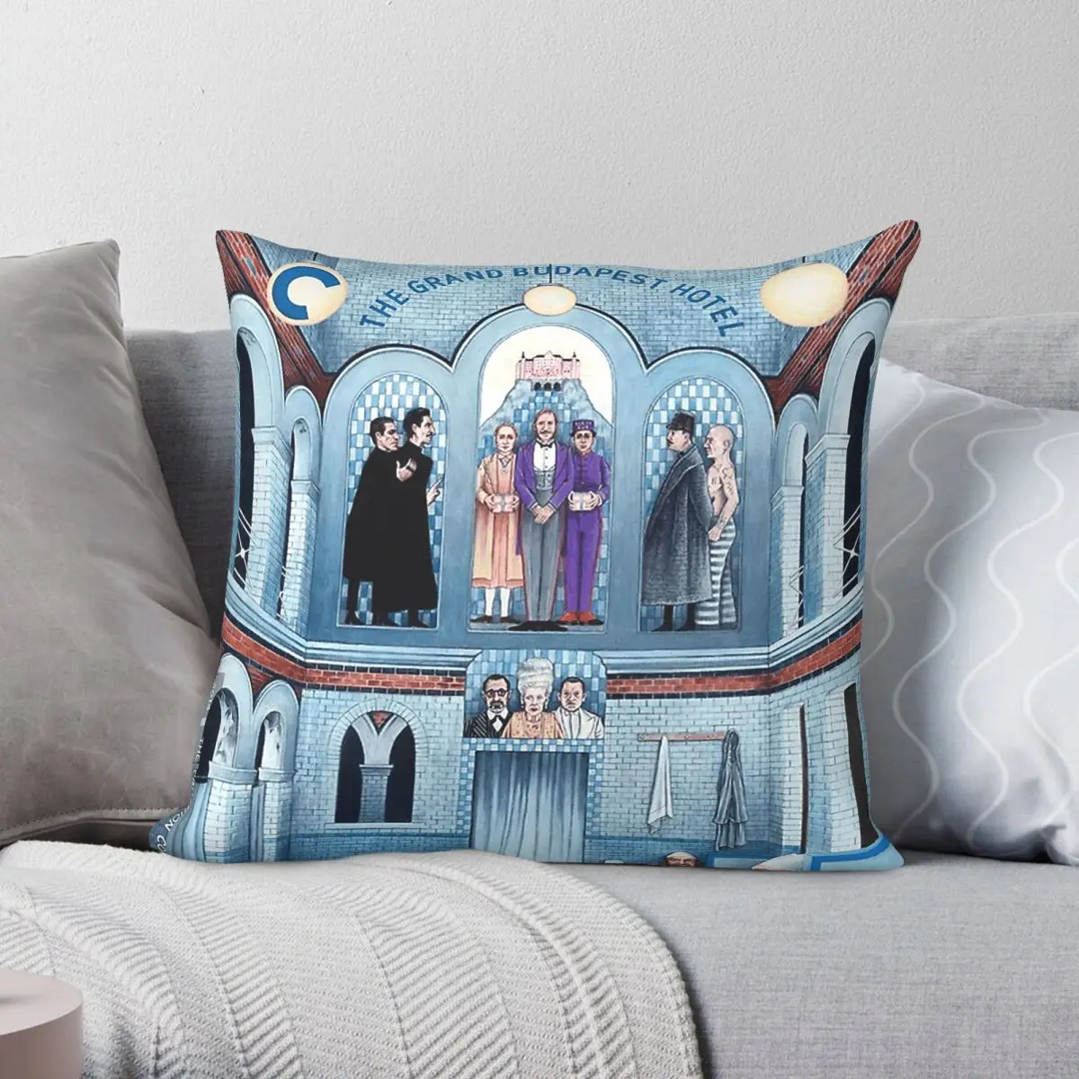The Grand Budapest Hotel Square Pillowcase Polyester Linen Velvet Printed Zip Decor Pillow Case Sofa Seater Cushion Cover